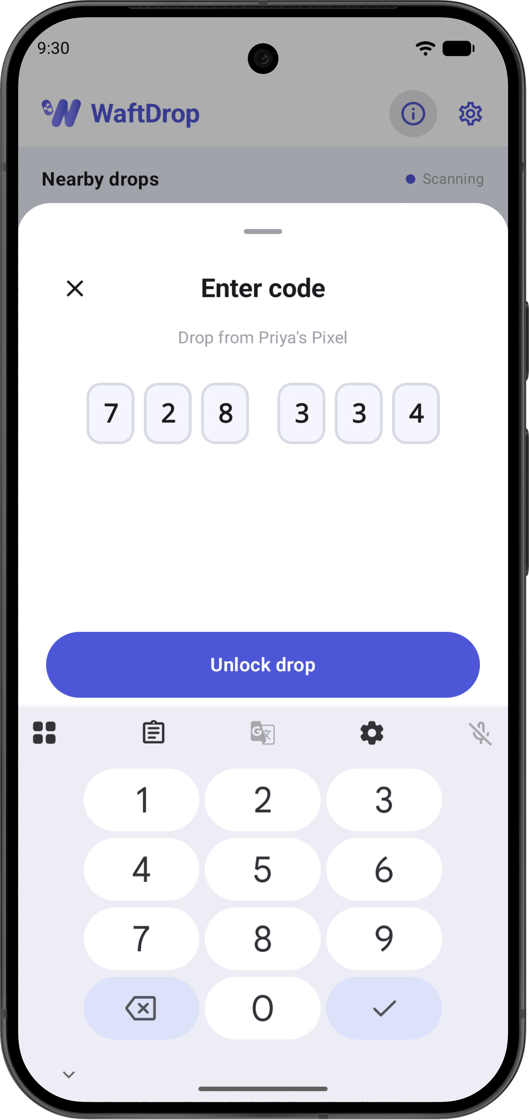 A fully entered 6-digit drop code ready to unlock the drop